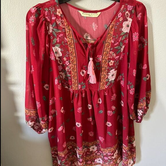 Wayward Fancies Boho Tassel Front Multicolor Dress Size Large - Picture 4 of 12